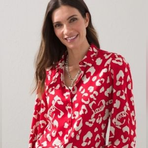 Chicos  Sandwash Satin Leopard Print Blouse